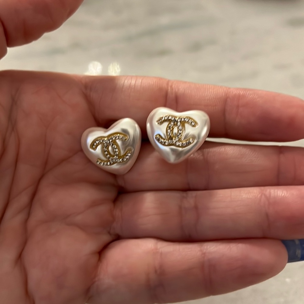 Chanel heart earrings